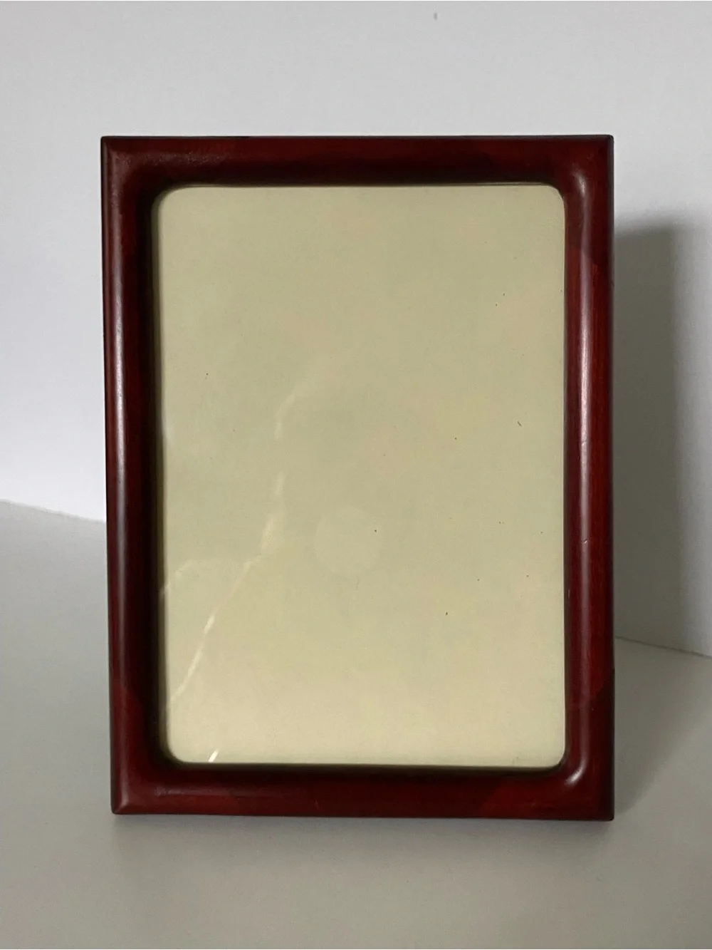 Vintage Mahogany Wood Picture Frame 5x7 Teak Rounded Corners Free Standing EUC